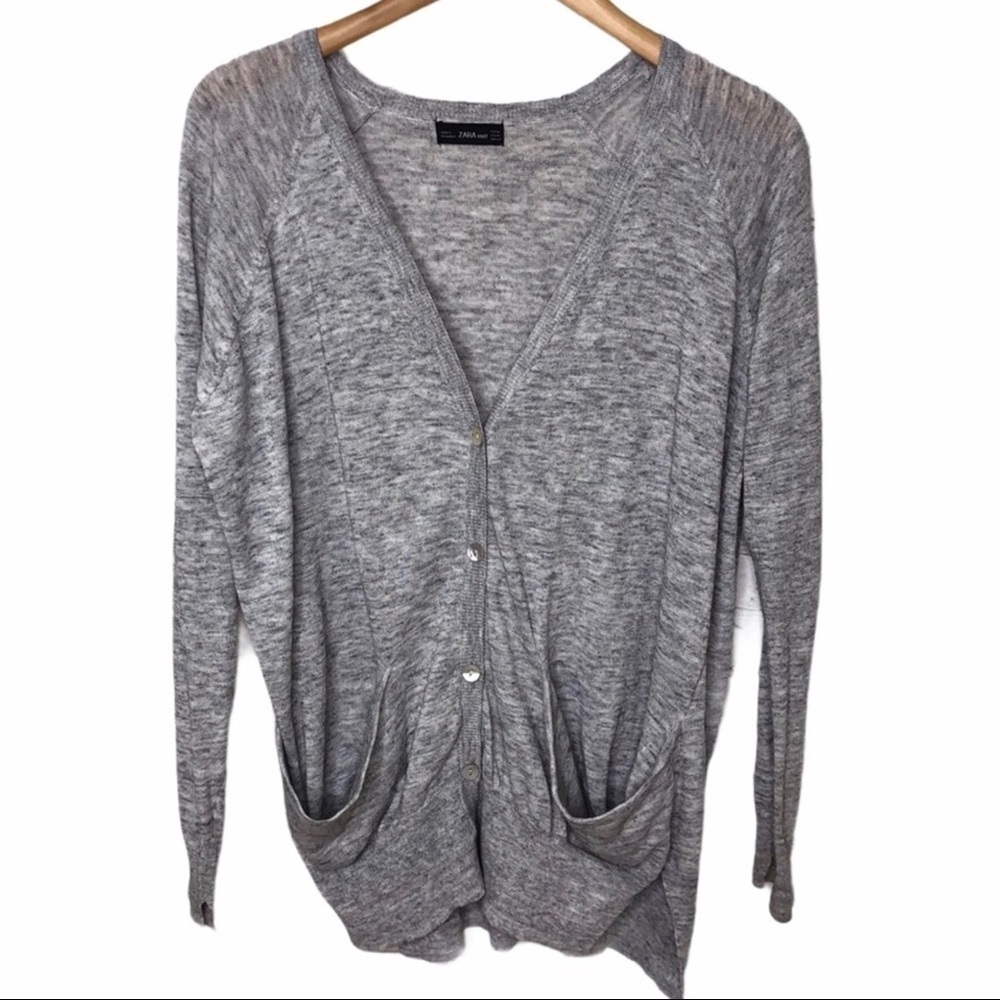 Zara Women’s Button Front Cardigan Gray Marled Size Medium